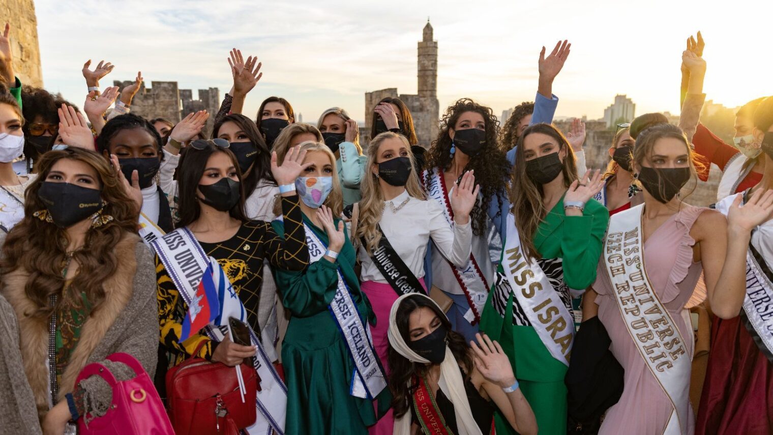 Miss Universe contestants visit the Old City of Jerusalem ahead of the 70th edition of the pageant, held in Israel for the first time. Photo by Olivier Fitoussi/Flash90