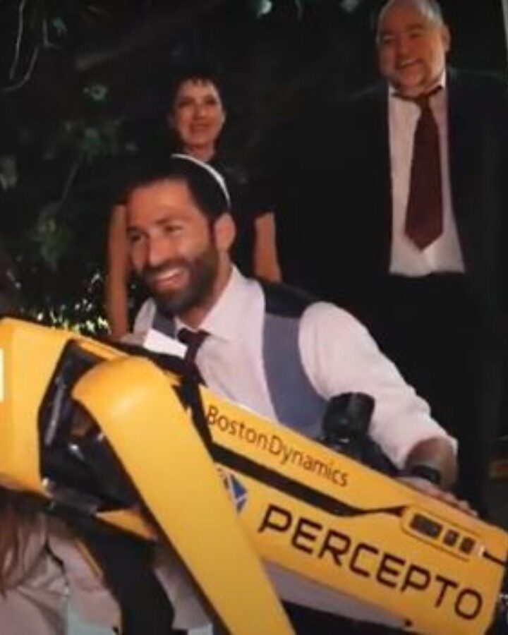 Mishela Rabkin and Tal Levin had an unexpected ringbearer at their wedding. Image from a video by Gili Galdan