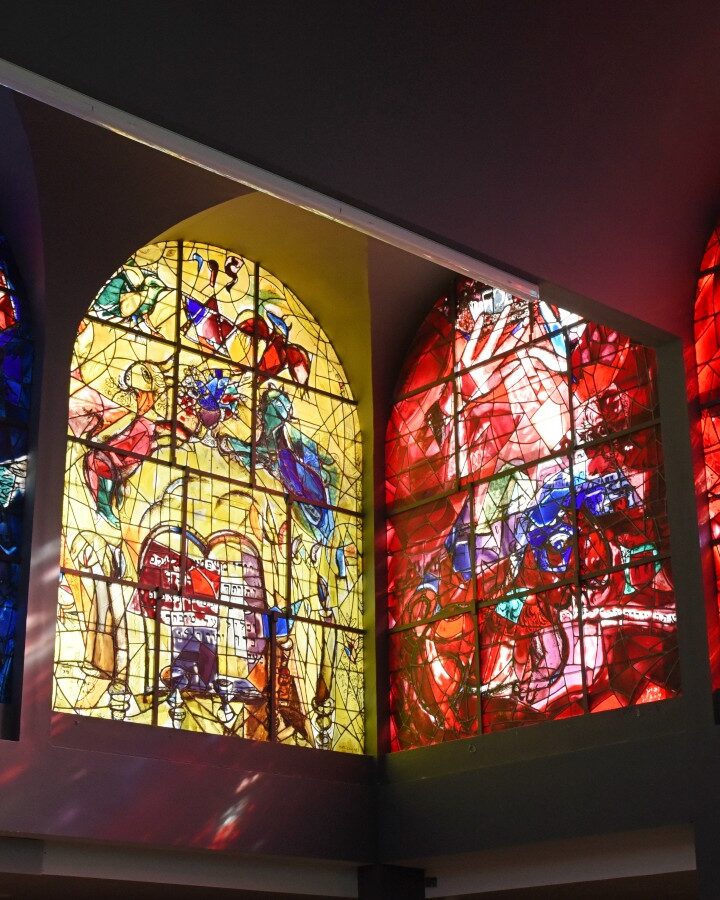 Chagall Windows in Hadassah-Ein Kerem’s Abbell Synagogue depict the tribes of Simon to Zebulon. Photo by David Harris/all rights reserved to Hadassah