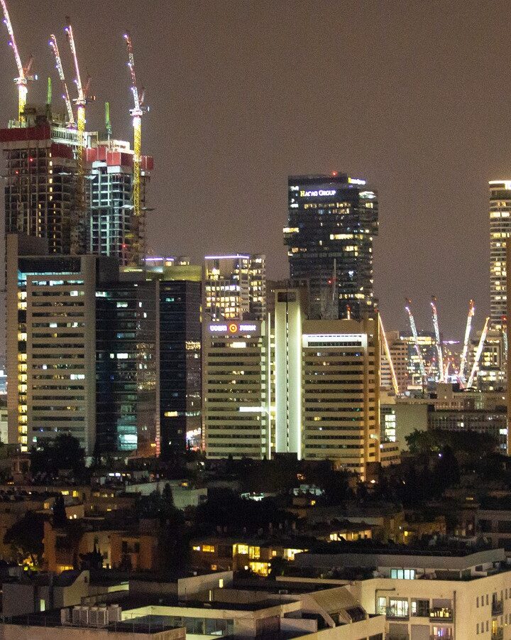 View of Tel Aviv at night. Photo by Moshe Shai/FLASH90