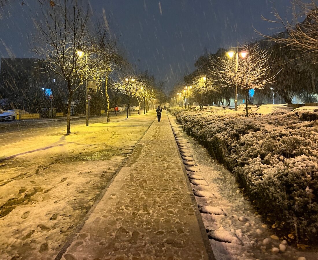 Baka in Jerusalem gets a layer of snow as Elpis reaches Israel. Photo by Brian Blum
