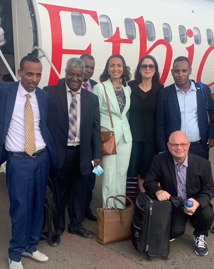 A top-level Israeli medical and governmental delegation landing in Ethiopia on April 12, 2022. Photo courtesy of SID-Israel