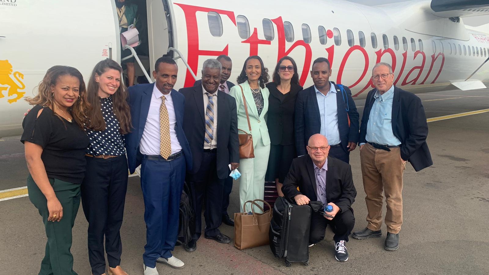 A top-level Israeli medical and governmental delegation landing in Ethiopia on April 12, 2022. Photo courtesy of SID-Israel