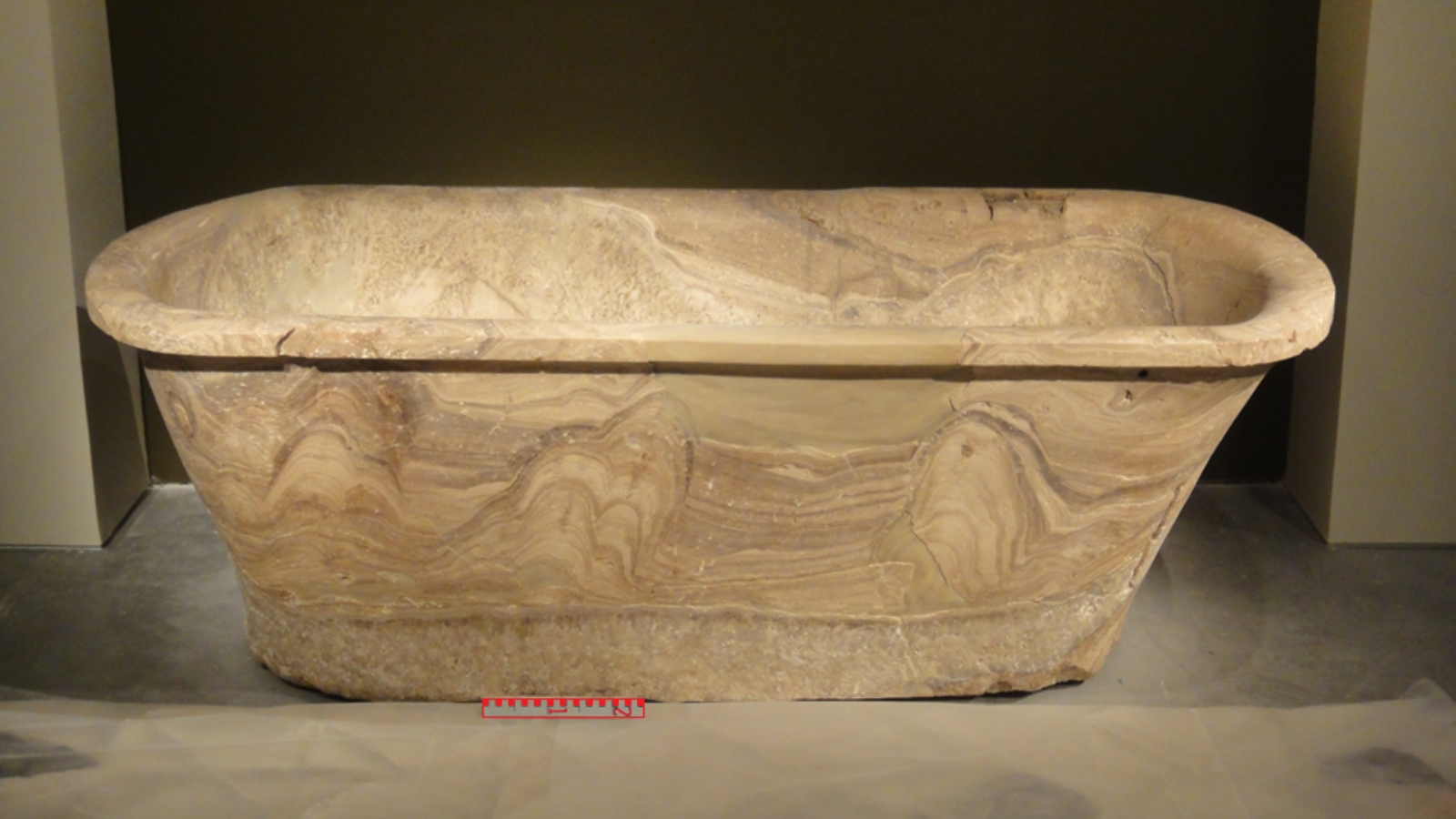 Herod’s royal calcite-alabaster bathtub, found in Kypros fortress. Photo by Prof. Amos Frumkin, The Hebrew University of Jerusalem