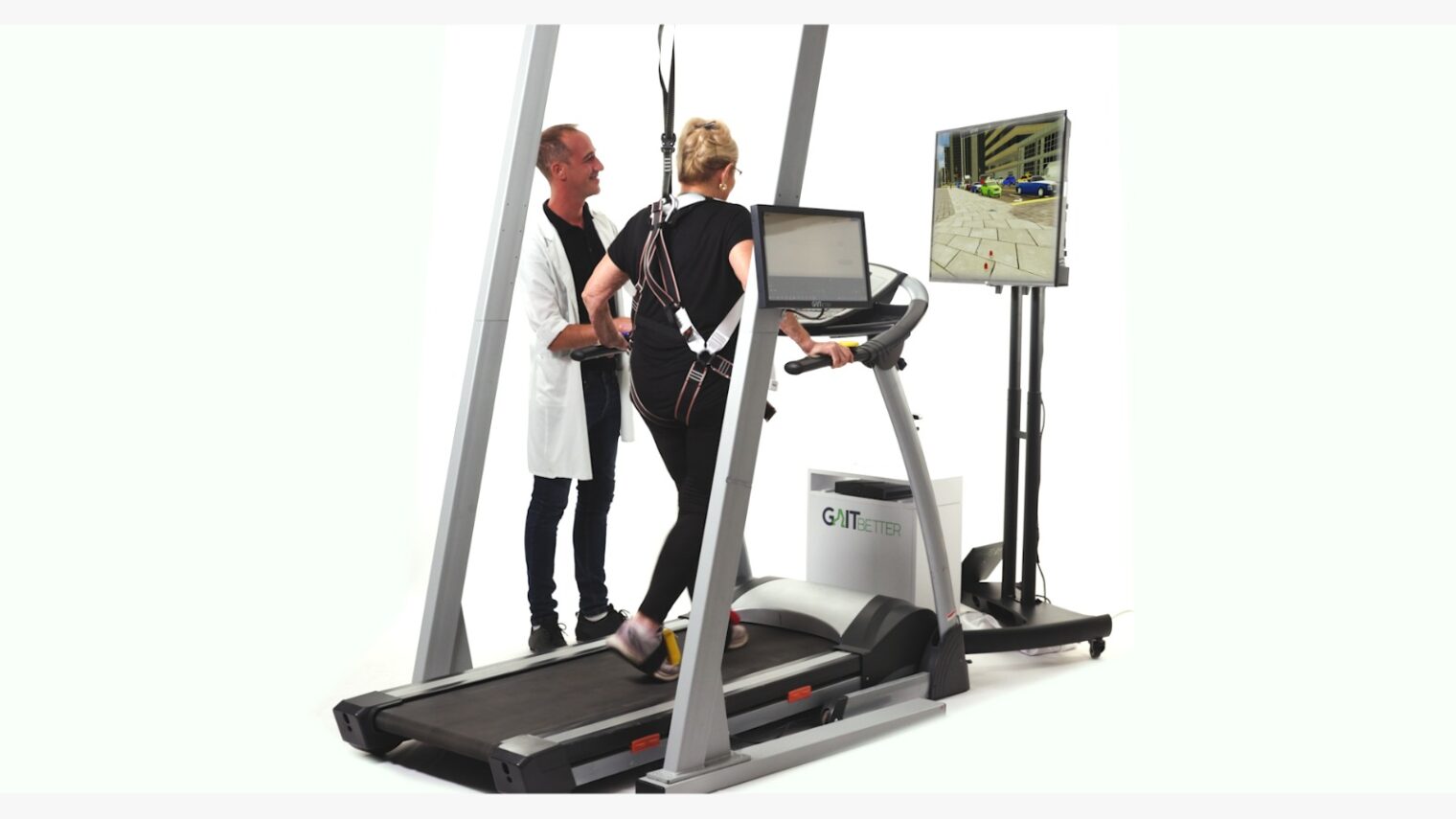 Gait analysis and training with a VR touch. Photo courtesy of GaitBetter