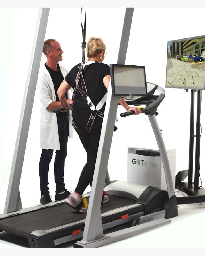 Gait analysis and training with a VR touch. Photo courtesy of GaitBetter