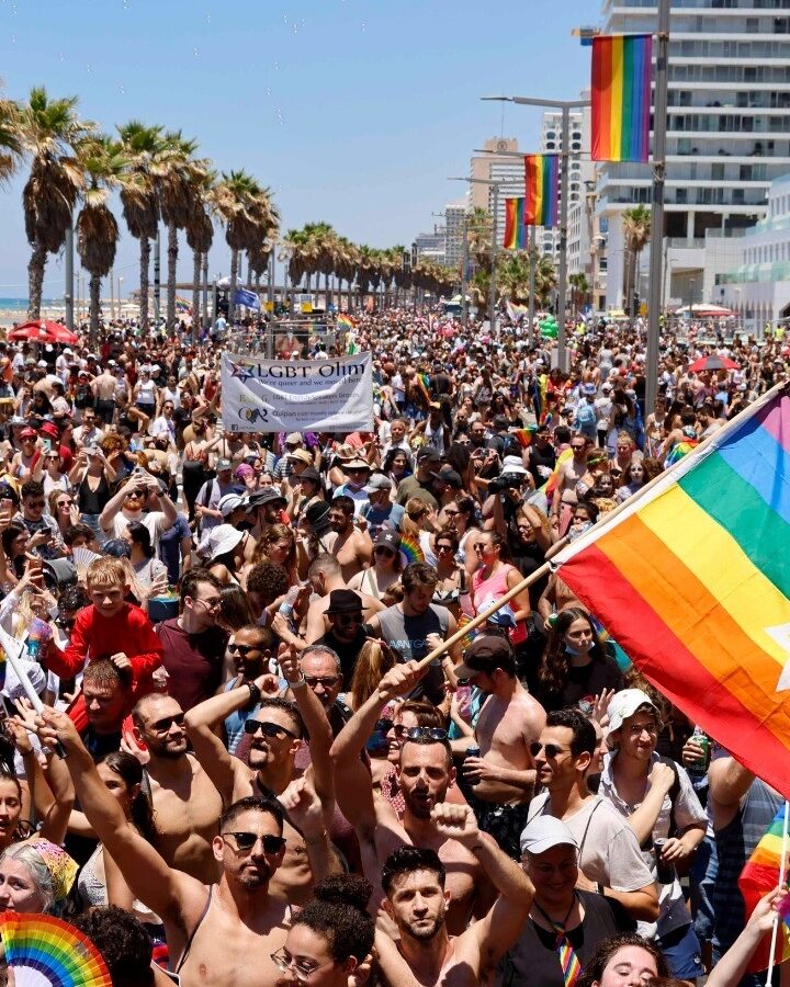 The scene at 2021â€™s Tel Avivâ€™ Pride Parade. Photo by Guy Yechieli