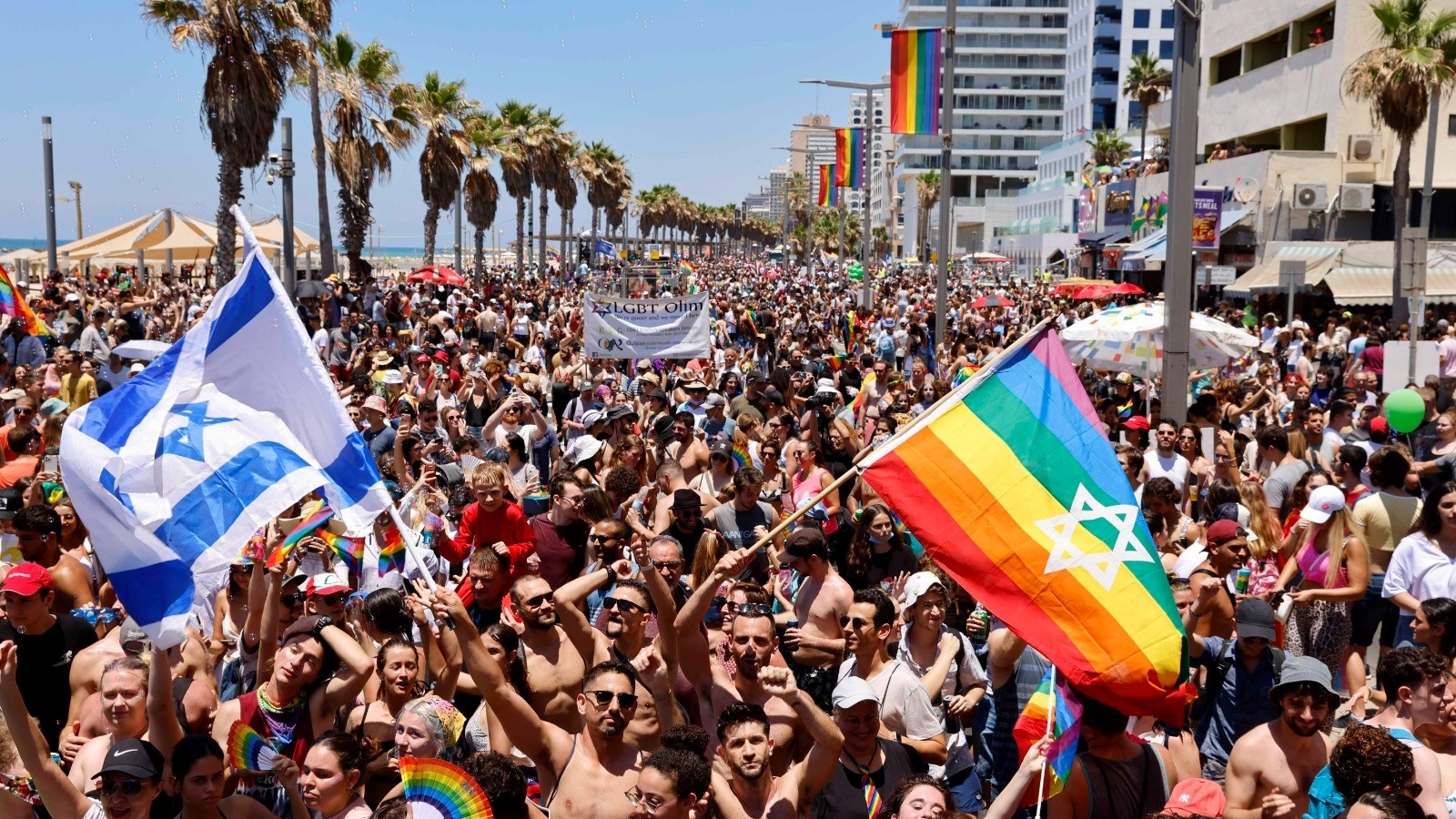 The scene at 2021’s Tel Aviv’ Pride Parade. Photo by Guy Yechieli