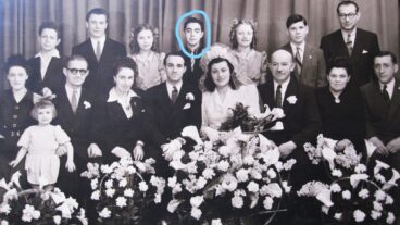 Henri Fernebock, top center, at a family wedding in 1946. The cousin at the top right also was killed in Israelâ€™s War of Independence. Photo courtesy of Latet Panim Lâ€™Noflim