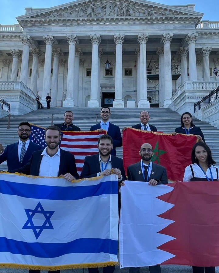 Leaders of Tomorrow, a delegation of young Israelis, Emiratis, Bahrainis and Moroccans in Washington, DC. Photo courtesy of Israel-Is