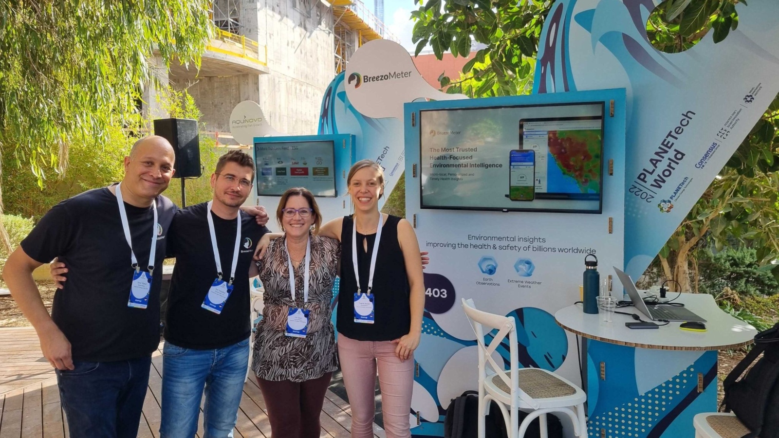 BreezoMeter personnel manning a booth at the PLANETech World climate tech conference in Tel Aviv, September 21, 2022. Photo courtesy of BreezoMeter