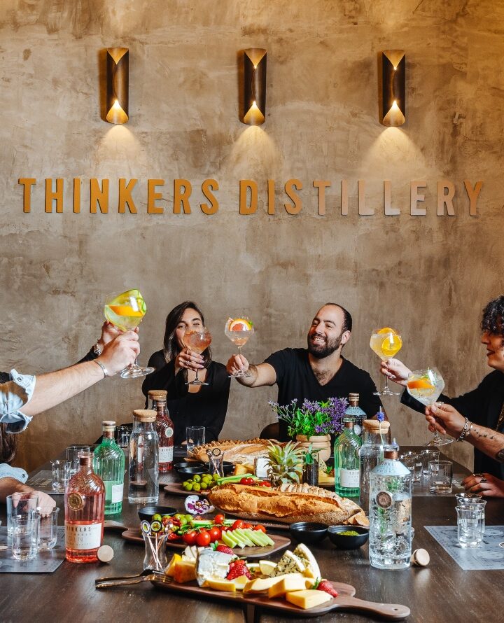Visitors enjoying the spirits and the spirit at Thinkers Distillery in Jerusalem. Photo by Itamar Ginzburg