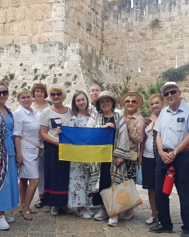 Dr. Avi Ramot, fourth from right, giving an accessibility tour of Jerusalemâ€™s Old City to visiting officials from Ukraine, September 6, 2022. Photo courtesy of SHEKEL