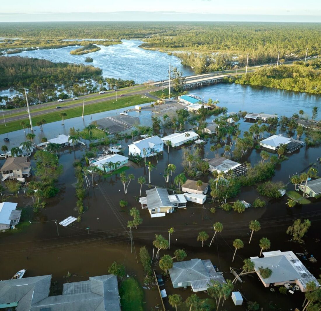 Florida homes flooded by Hurricane Ian. Photo by Bilanol, via Shutterstock
