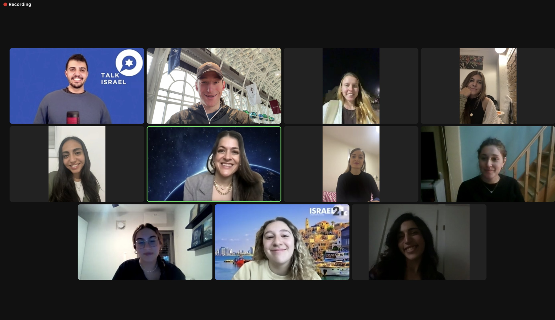 Screenshot of an online content creator bootcamp for Gen Z and millennial generations sponsored by ISRAEL21c and TalkIsrael.
