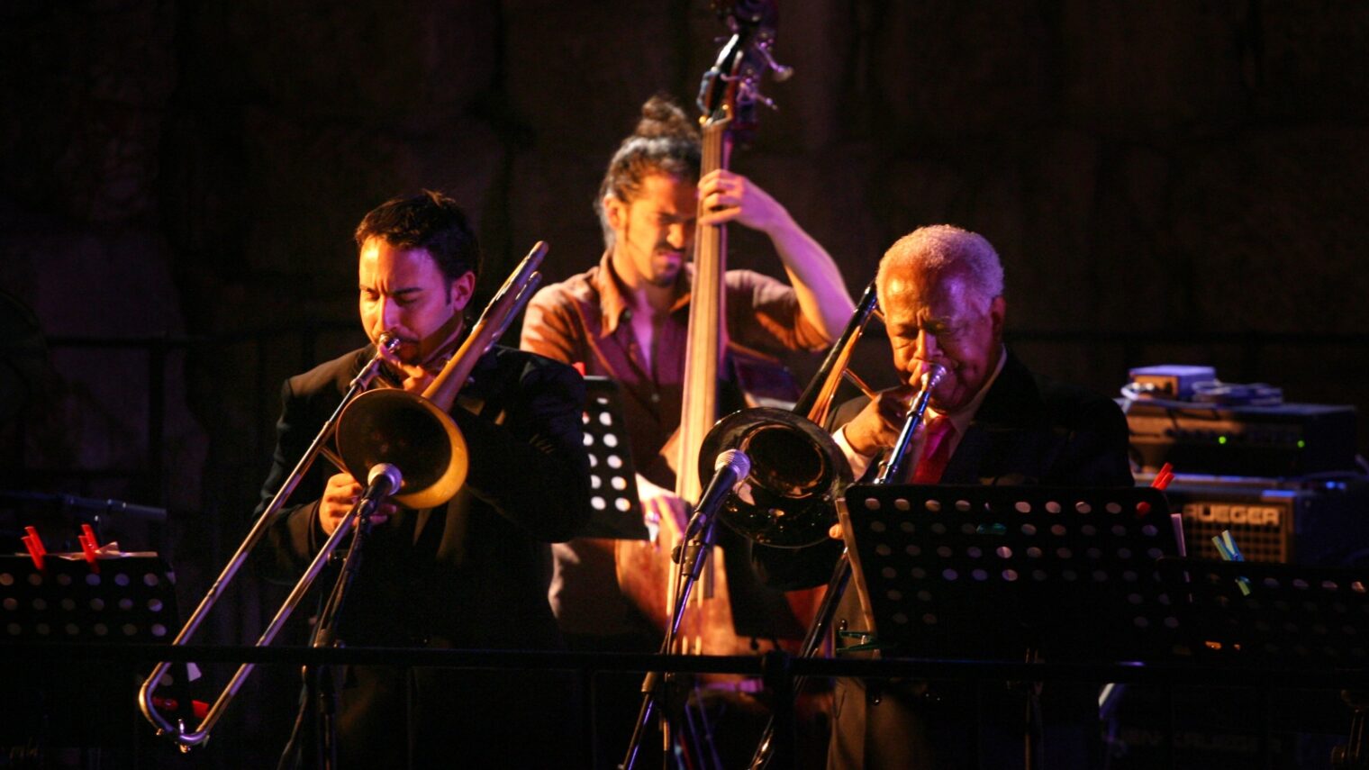A jazz performance of  "The Trombones of Slide Hampton" during the Jerusalem Jazz Festival in Tower of David museum in the old city of Jerusalem. Photo by Michal Fattal/Flash90