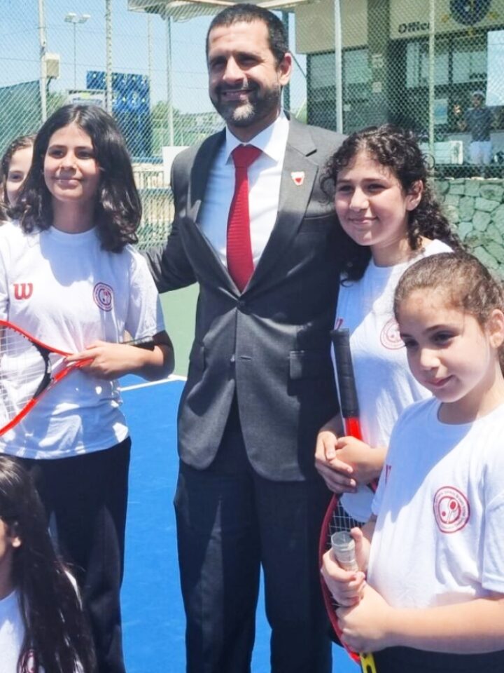 Bahrainâ€™s Ambassador to Israel, Khaled Yousif Al-Jalahma, visiting Israel Tennis & Education Center, July 2022. Photo courtesy of ITEC