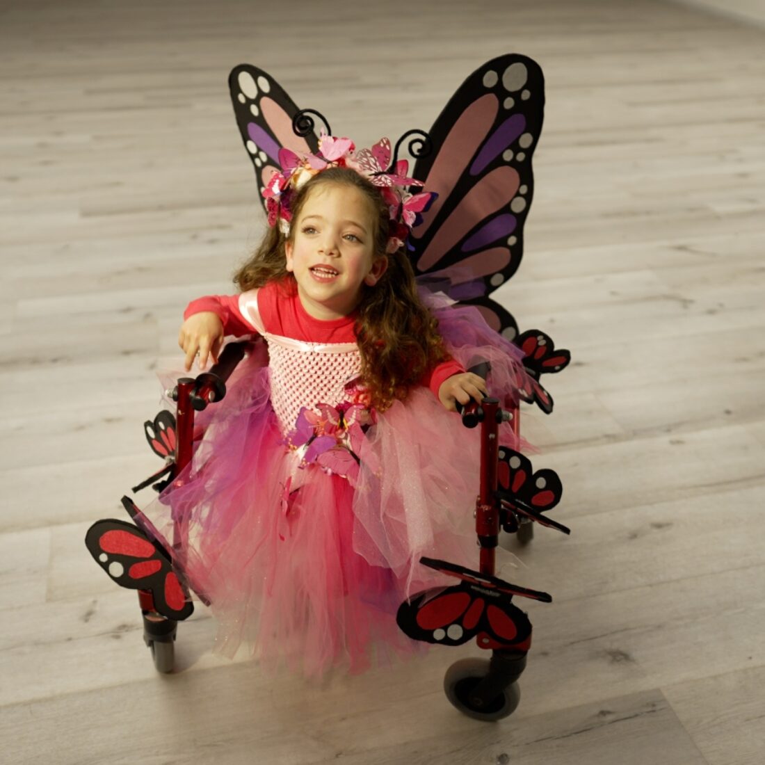 Beit Issie Shapiro and the Holon Institute of Technology teamed up to create Purim costume designs that highlight the childâ€™s mobility device. Photo by Shy Brameli/Createit Studio