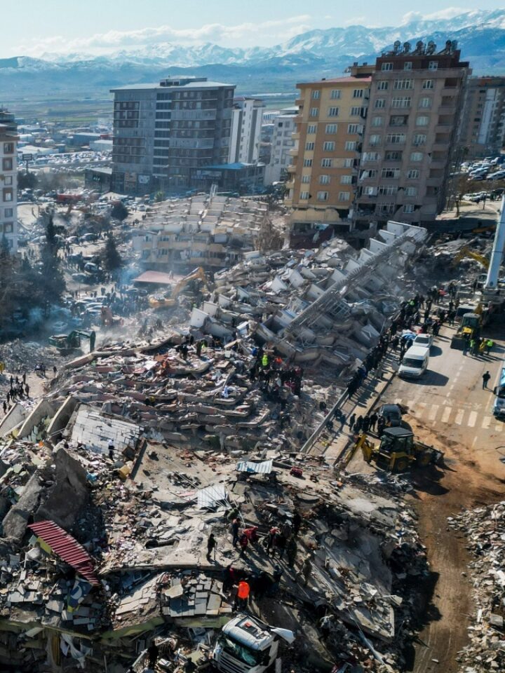 View of the destroyed buildings following the deadly earthquake in Kahramanmaras, Turkey, on February 8, 2023. Photo by Erik Marmor/Flash90
