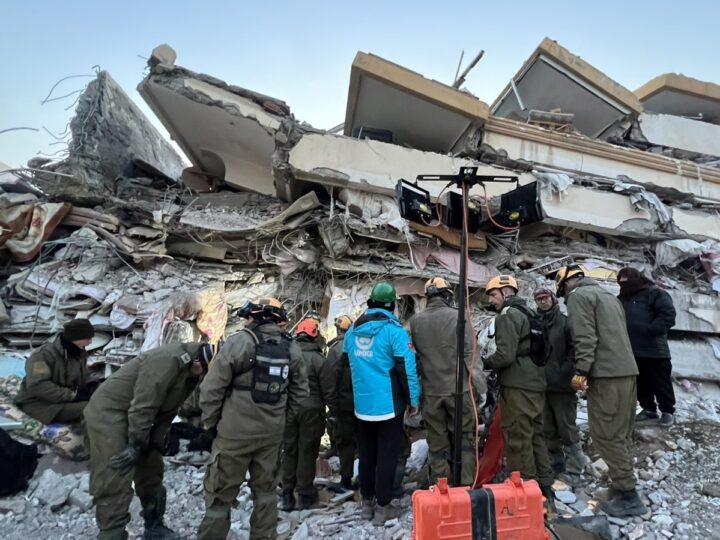 Israeli experts work alongside Turkish rescue forces to find survivors in the wreckage, February 7, 2023. Photo courtesy Ministry of Foreign Affairs