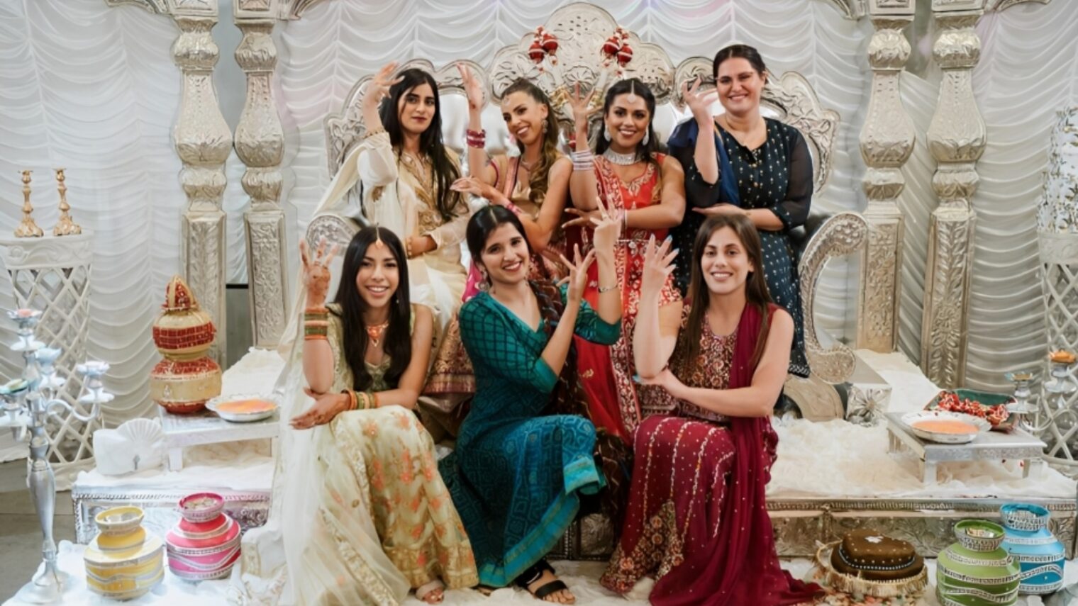 Revital Moses (in green) at her cousinâ€™s Israeli Indian wedding. Photo by Sabres Photography