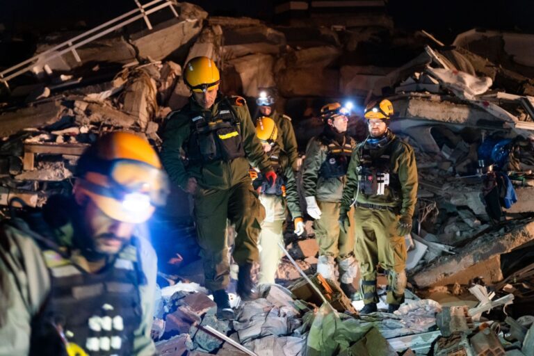 The IDFâ€™s search and rescue team searches for survivors in Turkey, February 7, 2023. Photo courtesy of Israel Defense Forces