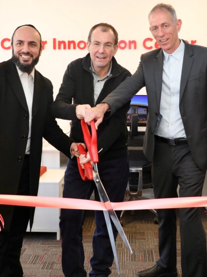 From left, Nima Baiati, Executive Director & GM, Commercial Cybersecurity Solutions, Lenovo; Luca Rossi, President of Intelligent Devices Group, Lenovo; Prof. Yuval Elovici, Head of Ben-Gurion University Cyber Security Research Center. Photo courtesy of BGU