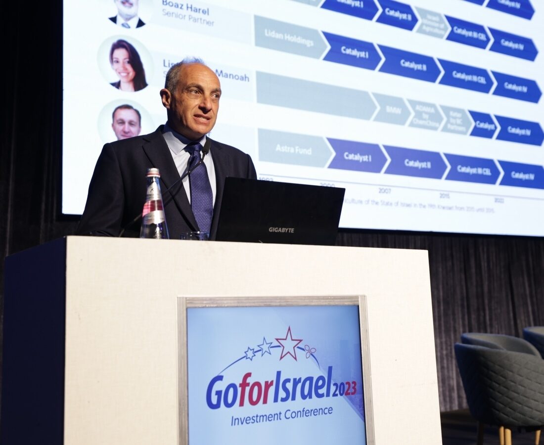 Edouard Cukierman, Chairman of Cukierman & Co. Investment House and Managing Partner of Catalyst Investments, speaking at GoforIsrael, May 2023. Photo by Shai Shviro
