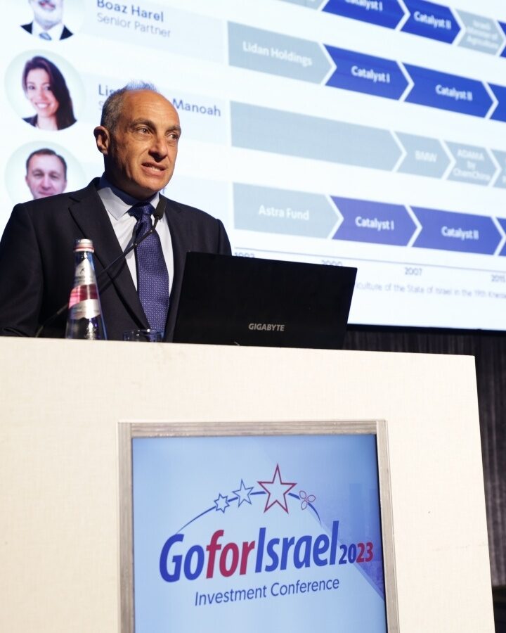 Edouard Cukierman, Chairman of Cukierman & Co. Investment House and Managing Partner of Catalyst Investments, speaking at GoforIsrael, May 2023. Photo by Shai Shviro