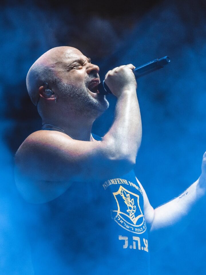 David Draiman during a Disturbed concert. Photo by Alon Levin