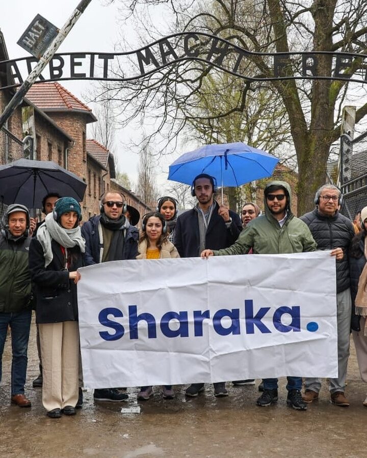 A multiethnic Sharaka delegation at Auschwitz. Photo courtesy of Sharaka