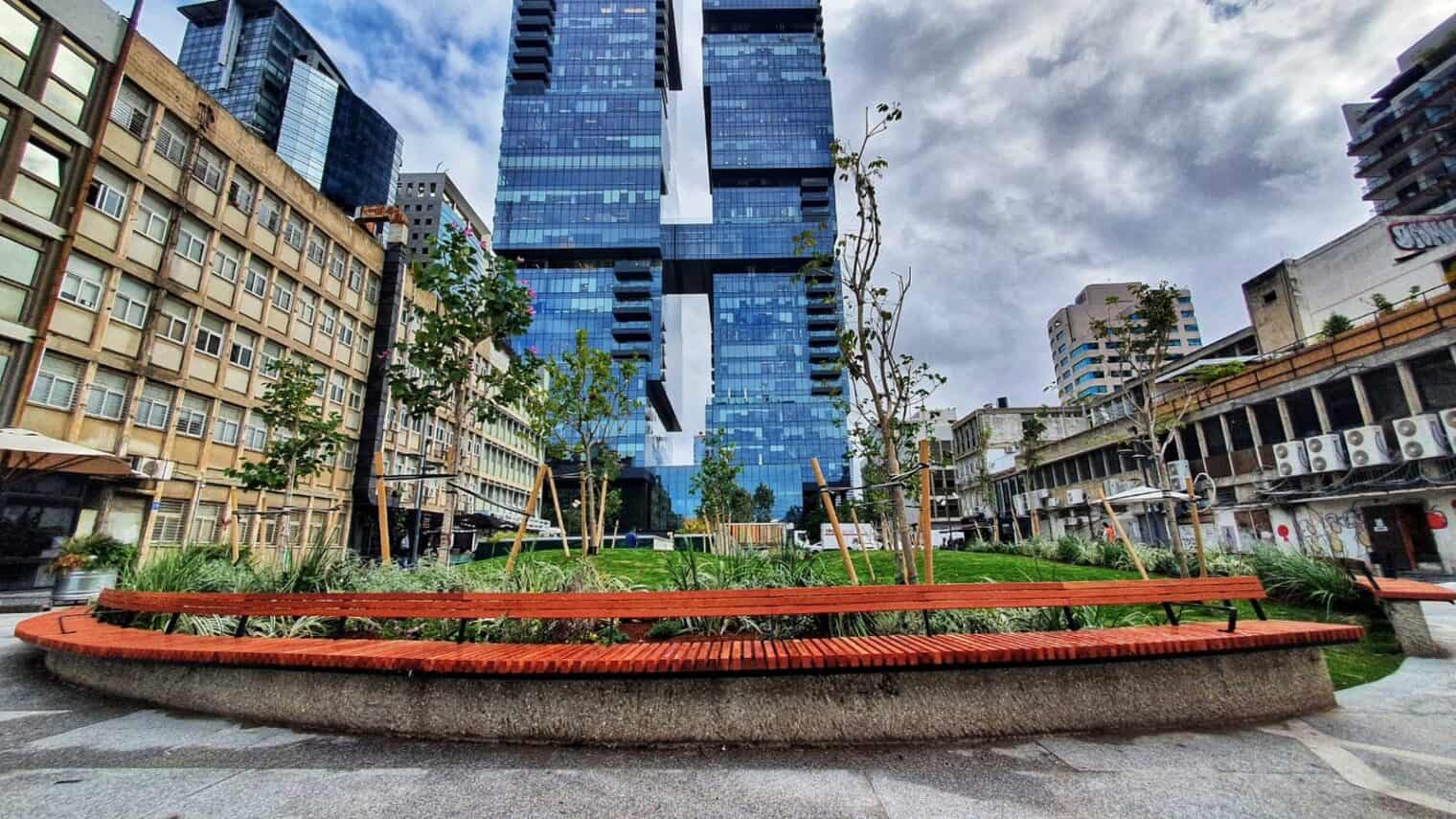 Givon Square in Tel Aviv, transformed into an urban oasis. Photo by Avi Levy