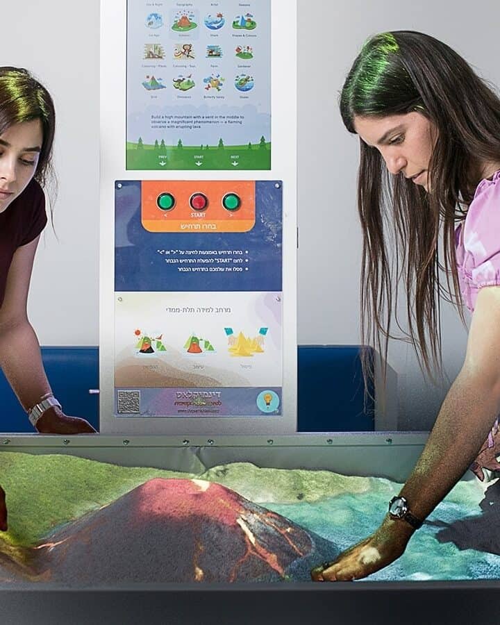 An interactive sand table lets kids experience geography, topology and climatology with all their senses. Photo courtesy of Gordon College