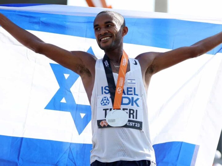 Israeli silver medal marathoner Maru Teferi at the World Athletics Championships, August 2023. Photo courtesy of Israeli Embassy in Hungary