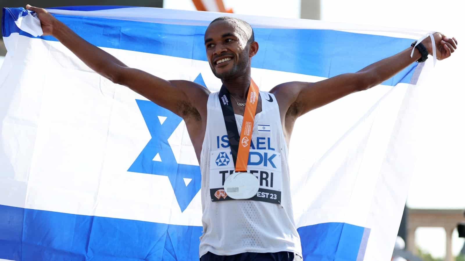 Israeli silver medal marathoner Maru Teferi at the World Athletics Championships, August 2023. Photo courtesy of Israeli Embassy in Hungary