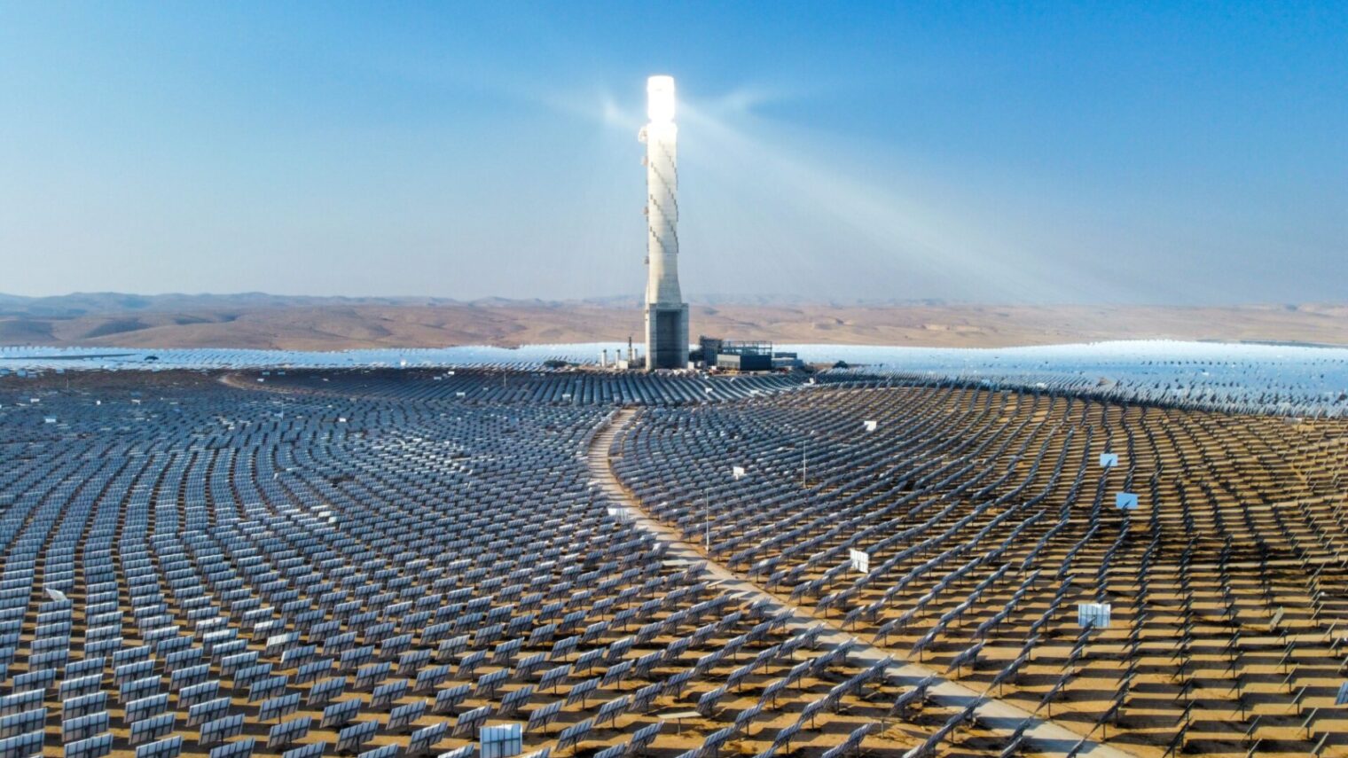 A beacon of light in the desert. Solar electro power station Ashalim in the Negev Desert. Photo courtesy of Shutterstock