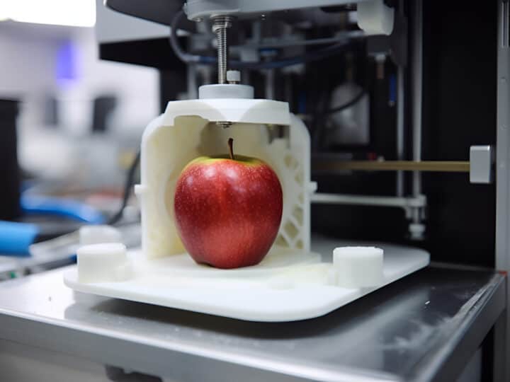 An illustrative example of a 3D-printed apple. Credit: Adobe Stock
