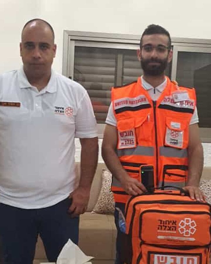 Awad Darawshe, right, with Ashraf Ayoub, the chapter head of United Hatzalah in Nazareth. Photo courtesy of United Hatzalah