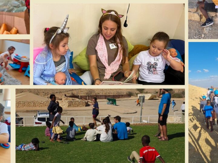 Internally displaced Israelis sheltered at SPNI field schools. Photo montage courtesy of SPNI