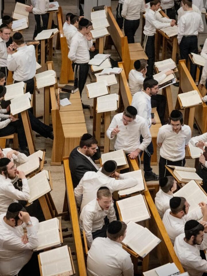 Ultra-Orthodox students study at the Kamenitz Yeshiva in Jerusalem, August 22, 2023. Photo by Chaim Goldberg/Flash90