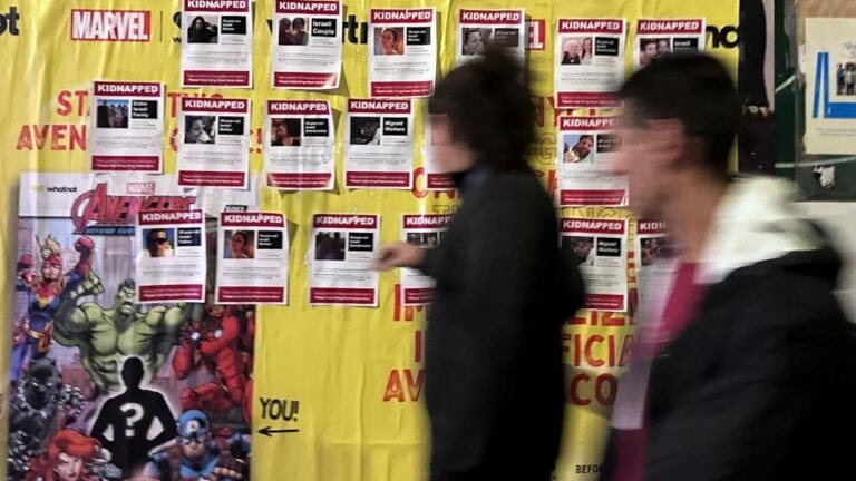 The hostage posters. Photo courtesy of the Kidnapped from Israel campaign