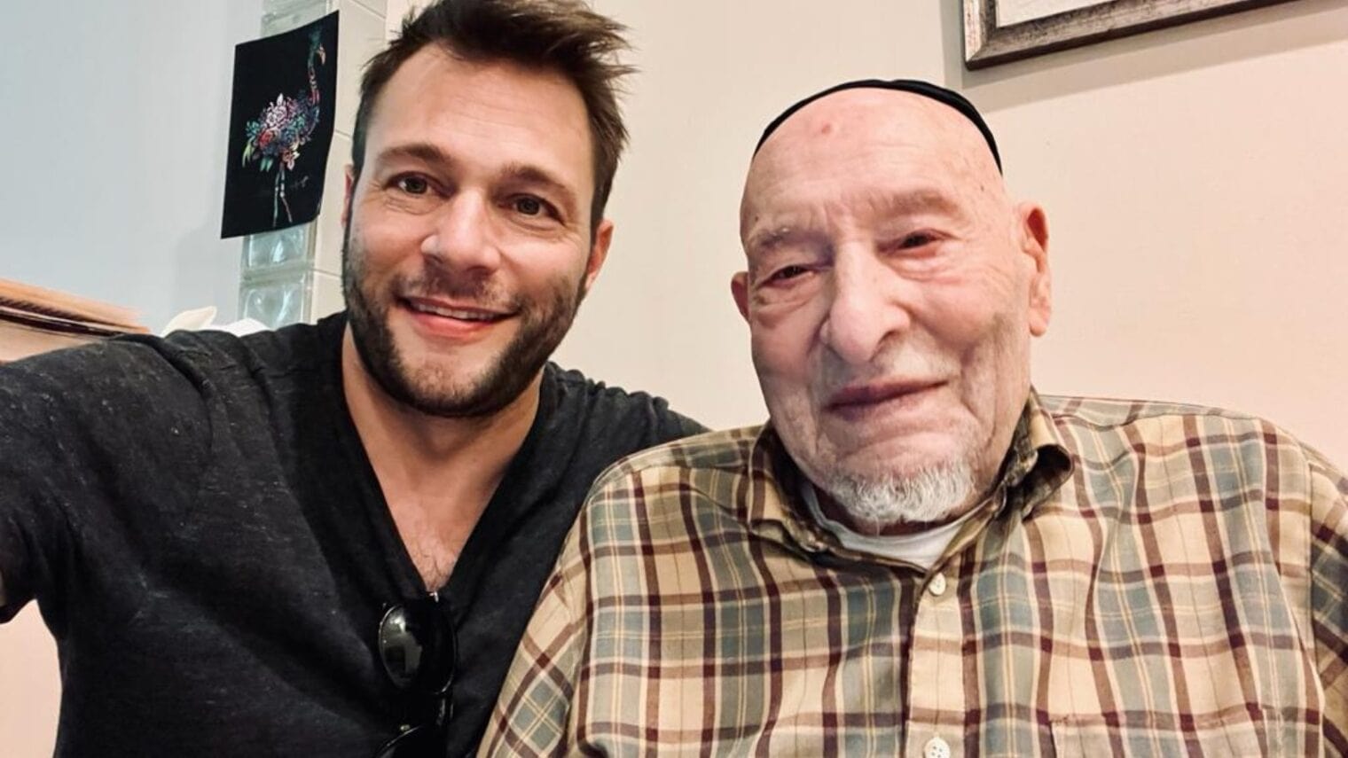 Adopt-A-Safta founder Jay Shultz and his grandfather, David Friedman, 101, a Holocaust survivor from Poland