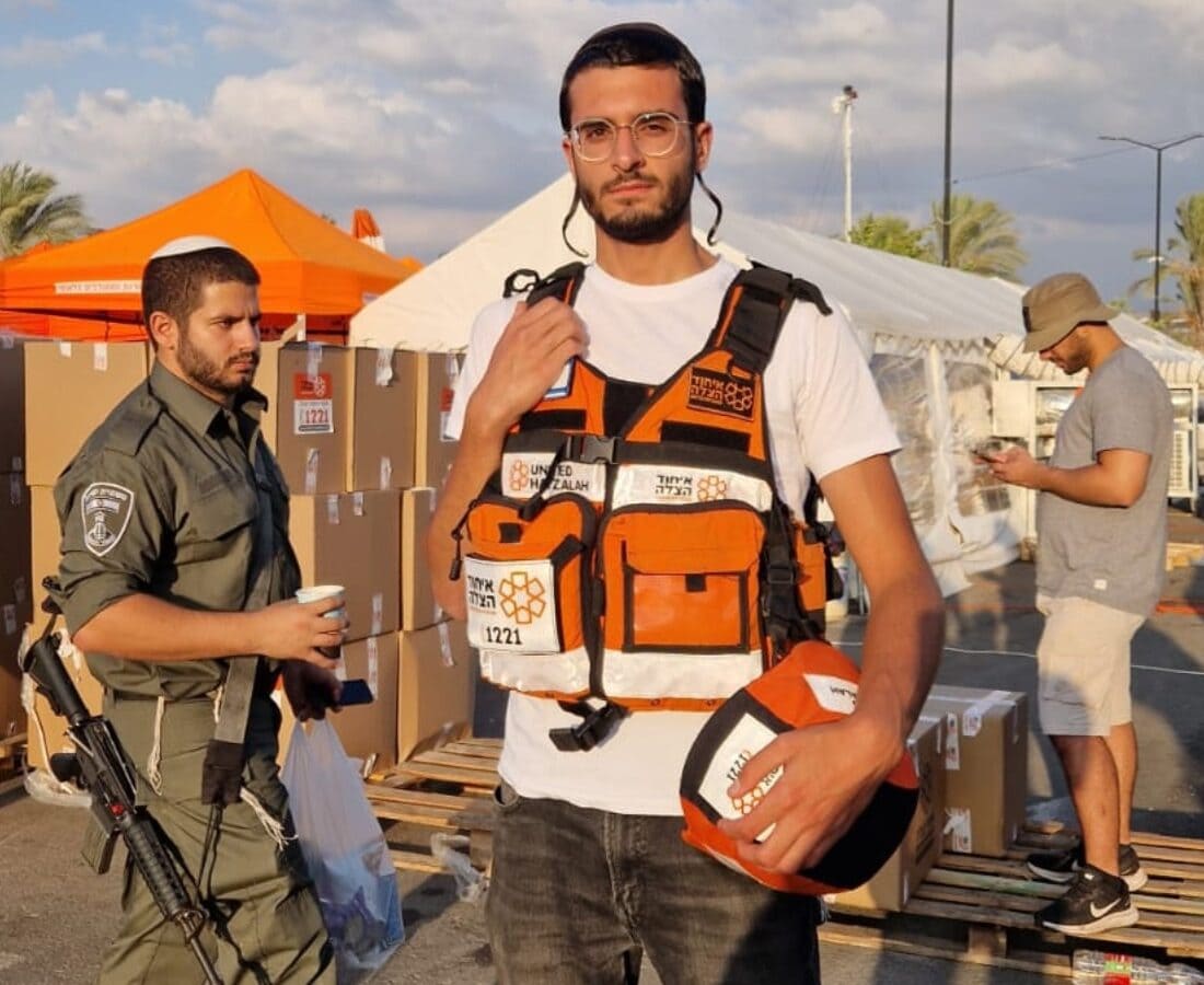 United Hatzalah volunteer EMT Shalom Avitan outside a community near the Gaza border. Photo courtesy of Shalom Avitan