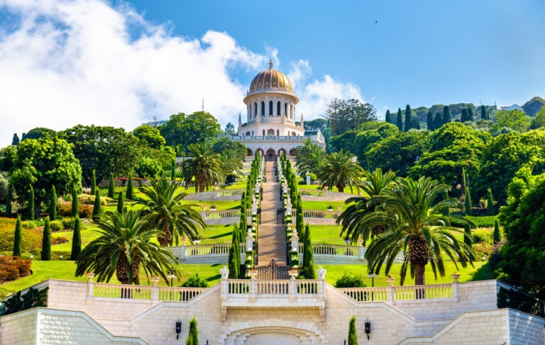 The beautifully symmetric Baha’i Gardens in Haifa are one of the main landmarks of this unusual faith. Photo by Leonid Andronov, via Shutterstock