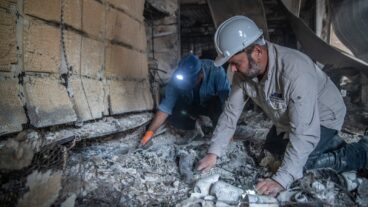 Archeologists are using methods from ancient sites to look for evidence of missing persons in the wreckage of Gaza border communities. Photo by Shai Halevi/Israel Antiquities Authority