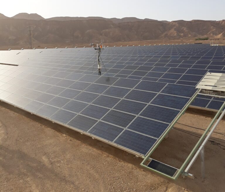 Measurement stations near the solar panel field. Photo by Eyal Rotenberg