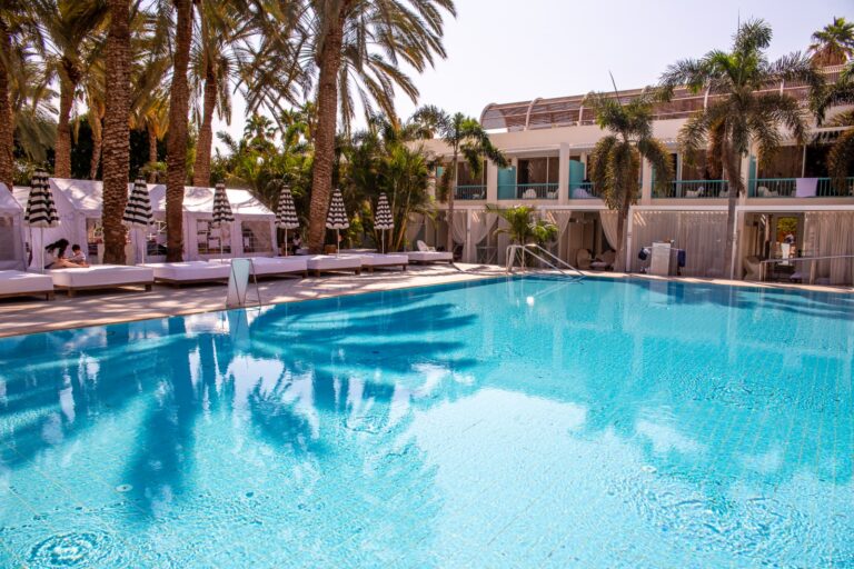 Empty swimming pool at Isrotel Yam Suf hotel, Eilat. Photo by John Jeffay