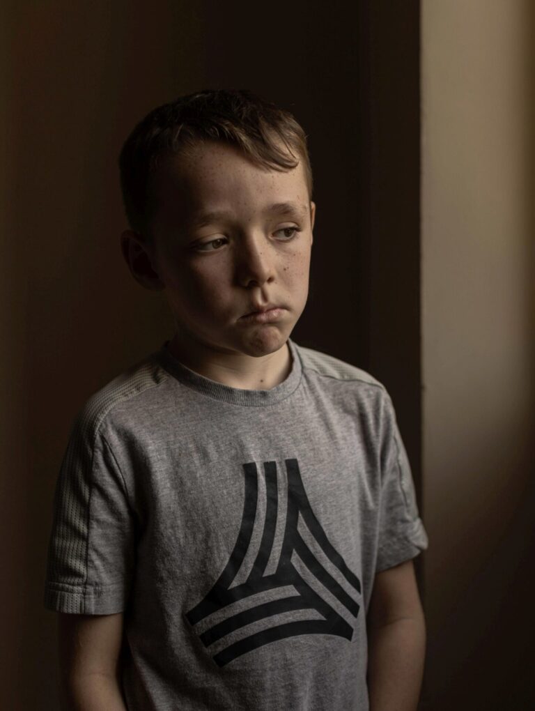 Stav Nitzan, 8, from the Netiv Haâ€™asarah in southern Israel, survived the attack by hiding with his family in their safe room for 12 hours. Avishag Shaar-Yashuv for The New York Times