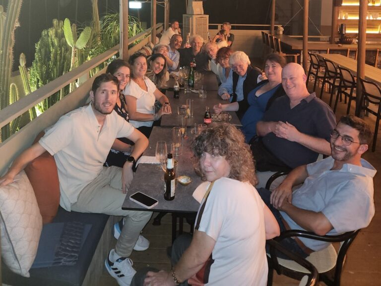 The MindTension team, board members and consultants meet for a joint dinner to celebrate the Jewish New Year a few weeks before war erupted. Photo courtesy of MindTension