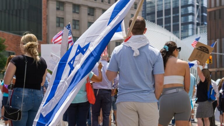 Israel supporters rallying in New York. Photo by Steve Sanchez Photos via Shutterstock.com